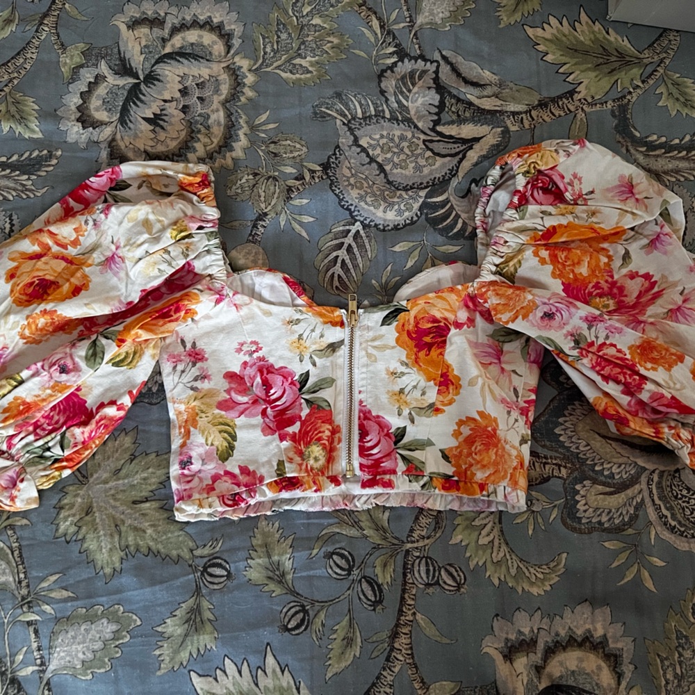 For Love And Lemons Red and White Floral Jumpsuit - Picture 4 of 4